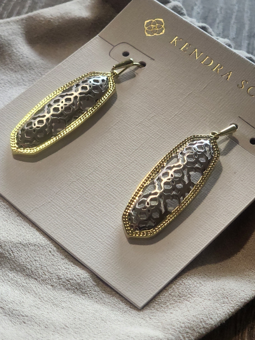 Kendra Scott Gray and Gold Danielle Drop Earrings